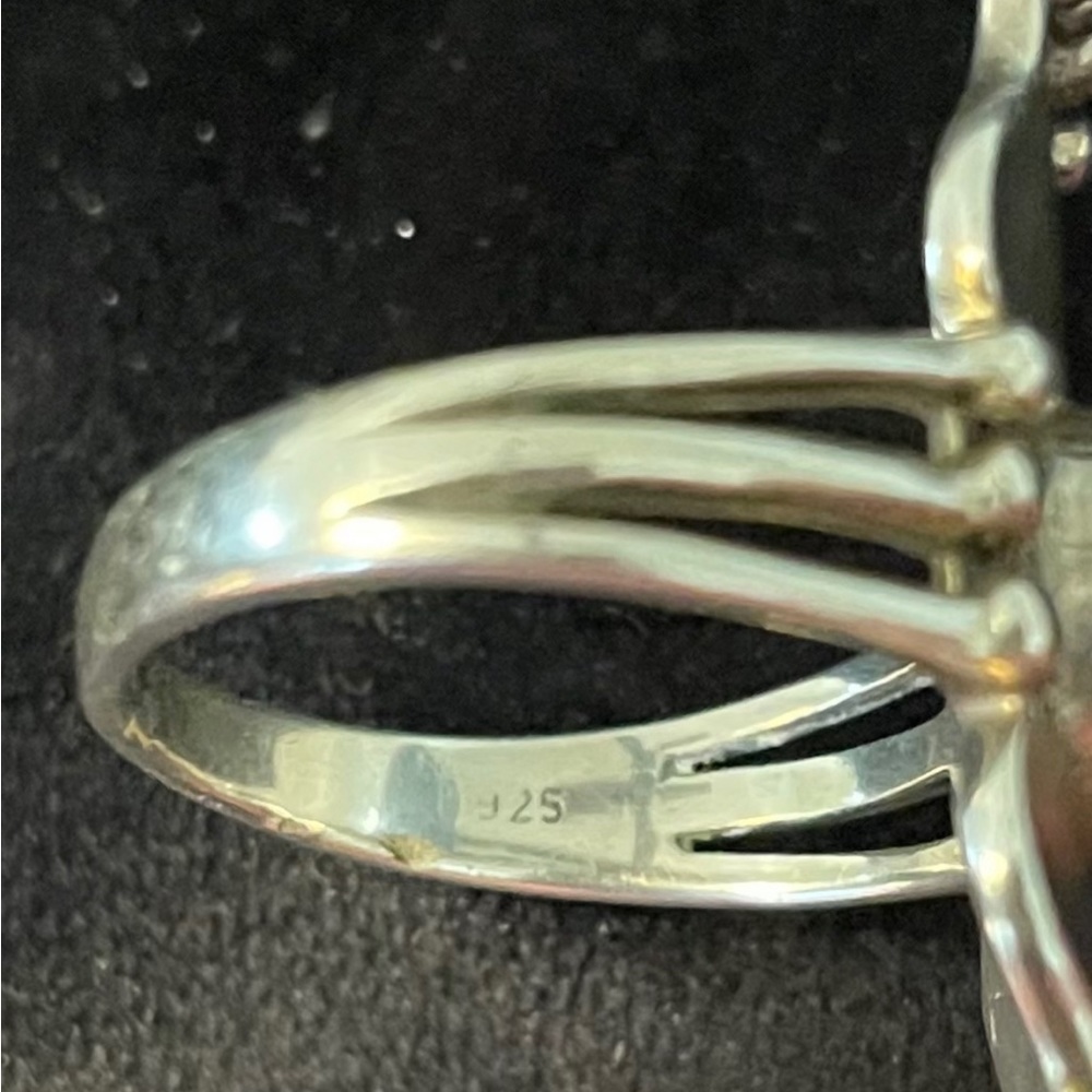 Turquoise And 925 Silver Statement Ring Size 7.5 - image 7